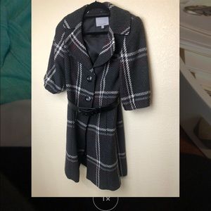 Classiques Entier Wool Plaid 3/4‎ elbow sleeve belted coat size small